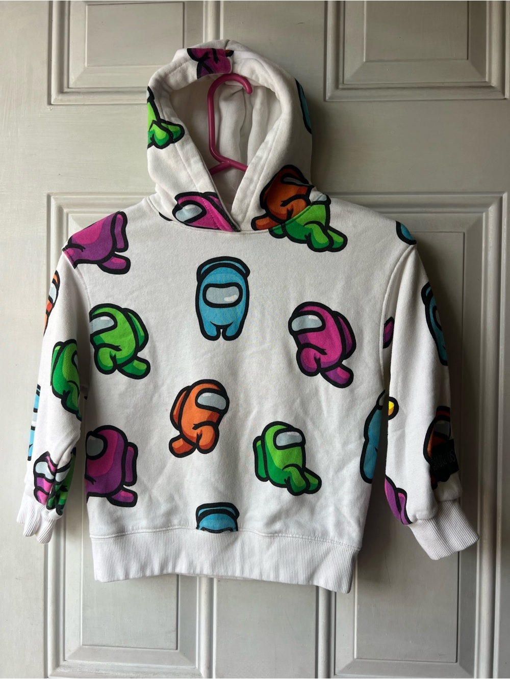 Zara White Hoodie with Multicolor Game Character Print